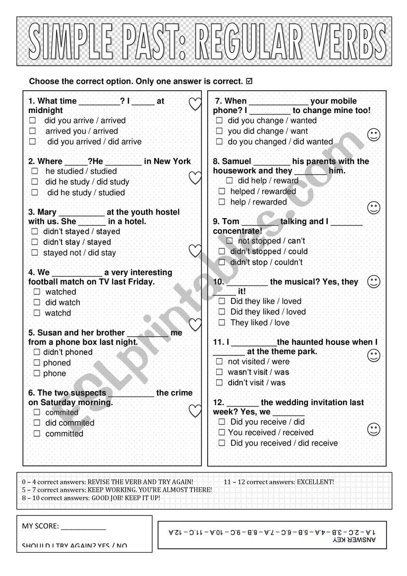 Past simple (regular verbs) worksheet