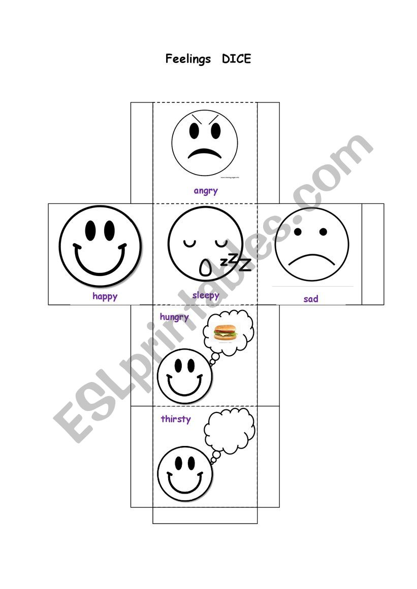 feelings dice worksheet