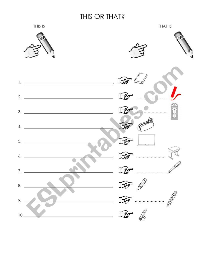 Demonstrative Pronouns worksheet