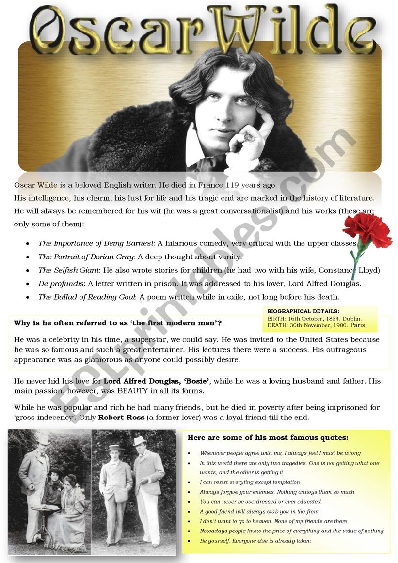 OSCAR WILDE worksheet