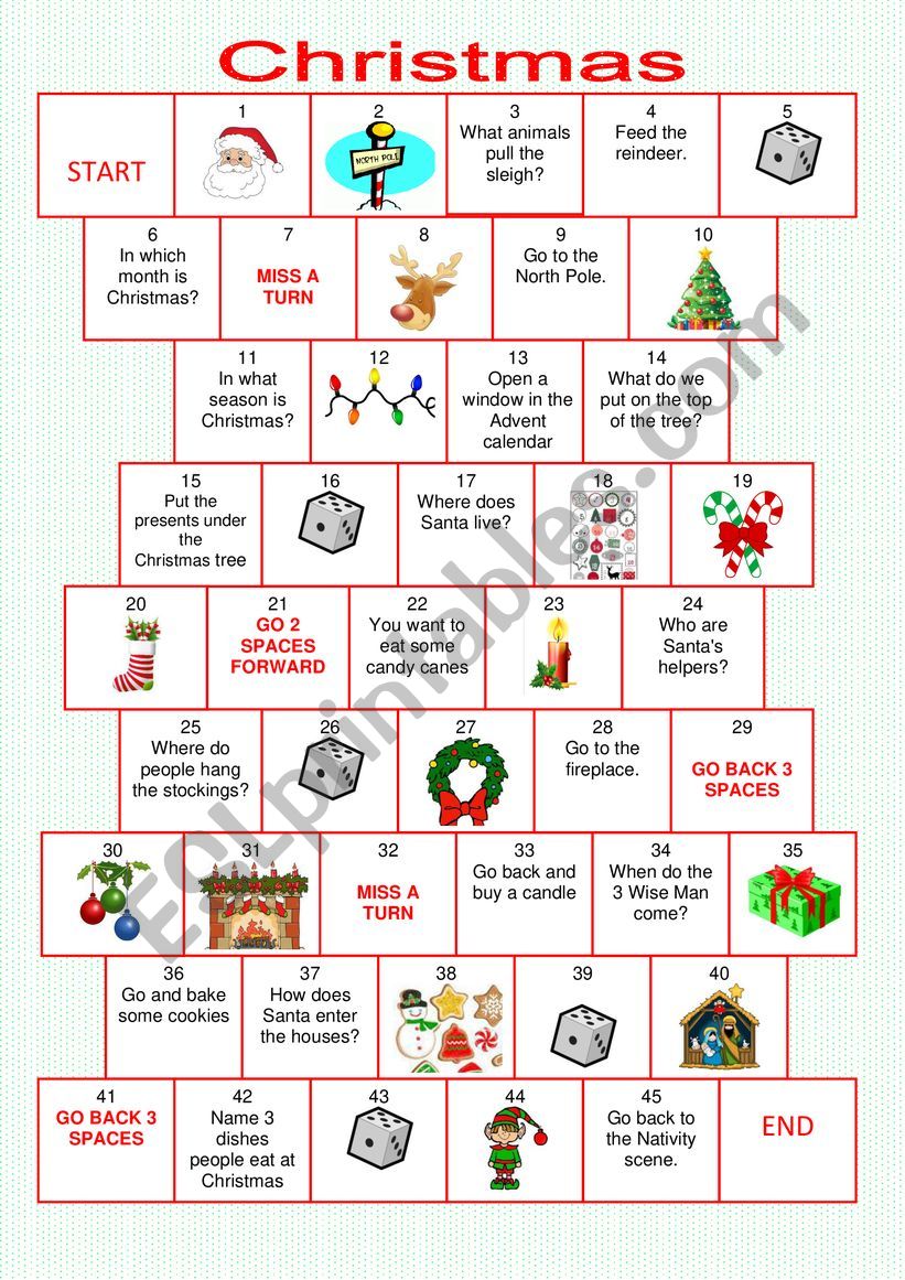 Christmas - Board game - ESL worksheet by s.lefevre