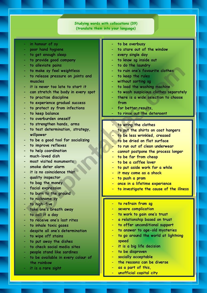 Collocations 39 worksheet