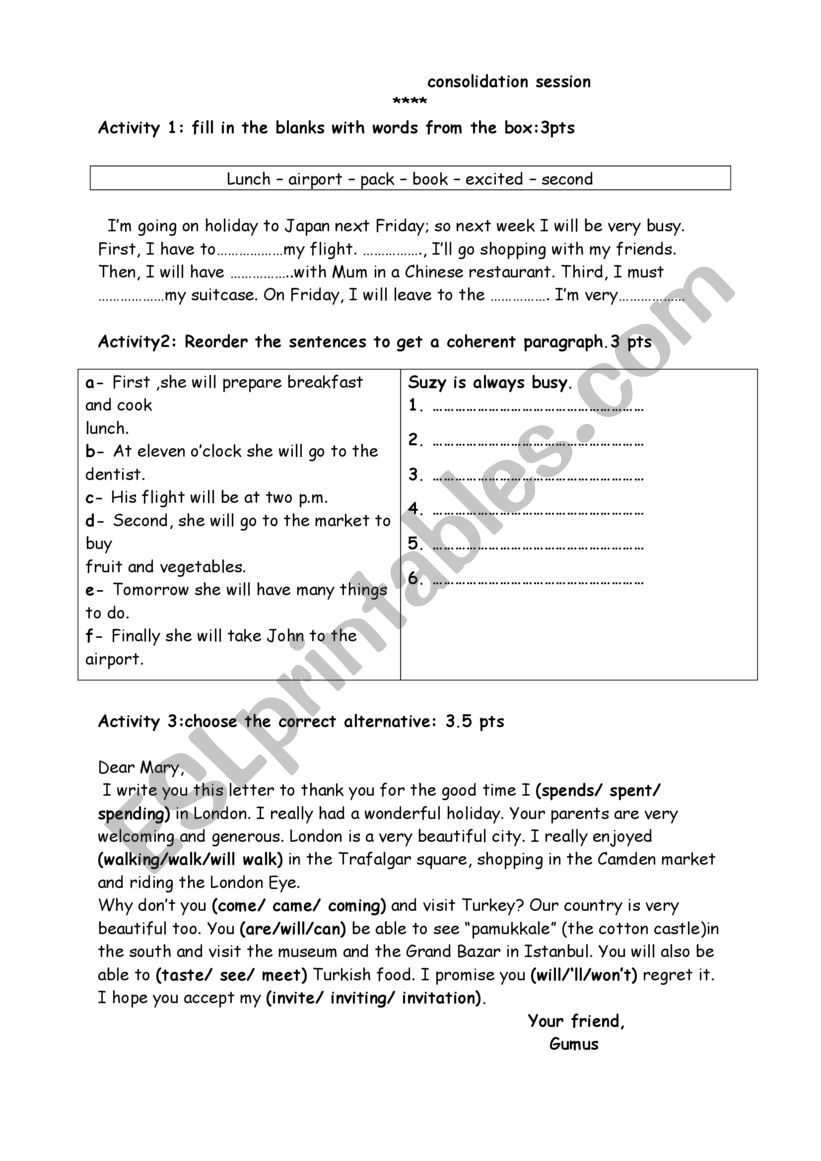 consolidation worksheet