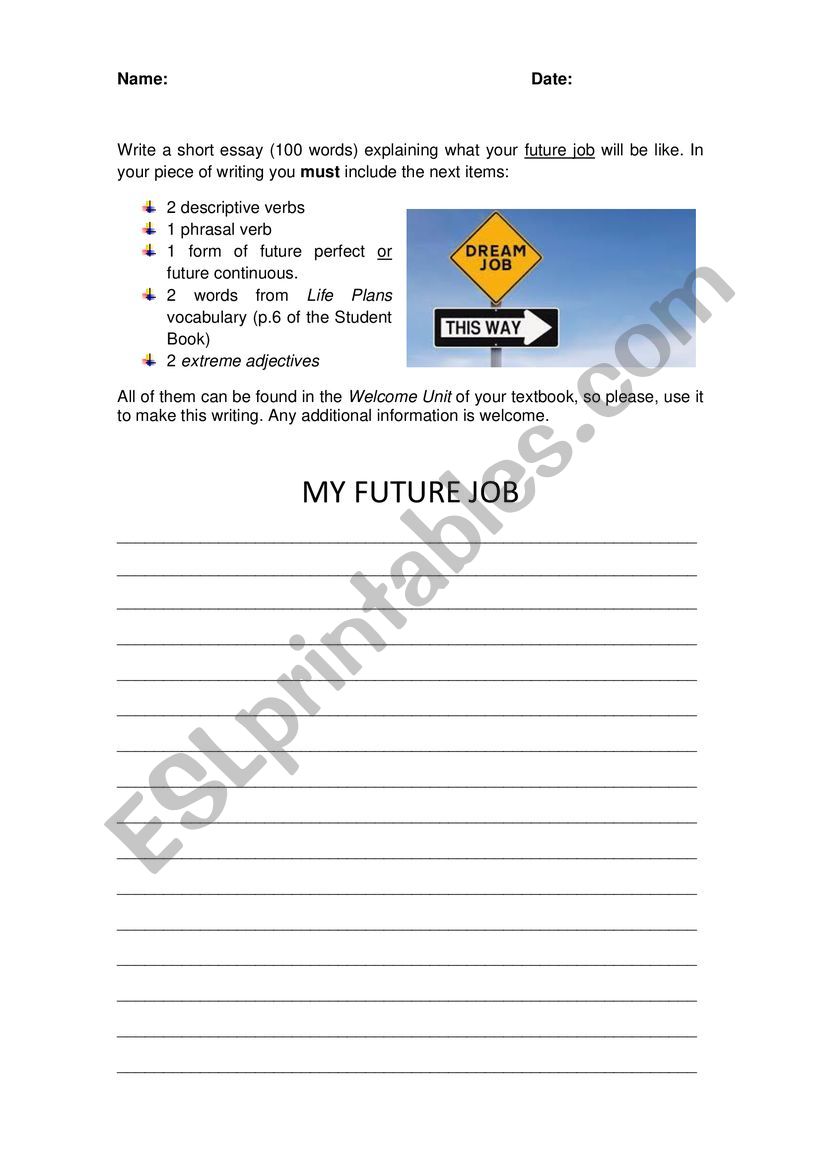 MY FUTURE JOB worksheet