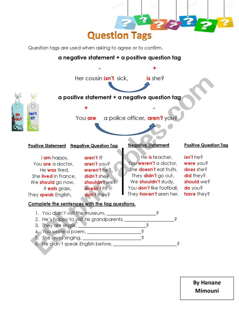 Question Tags worksheet