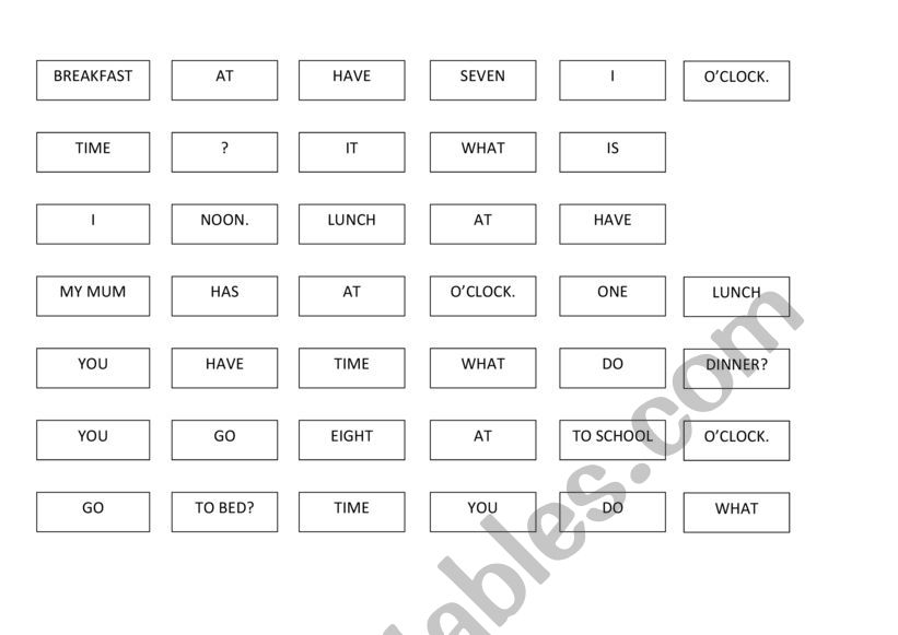 Time and daily routine sentence builder