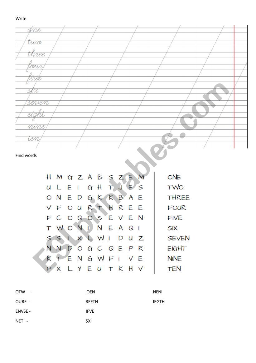 Family and friends 1 Numbers worksheet