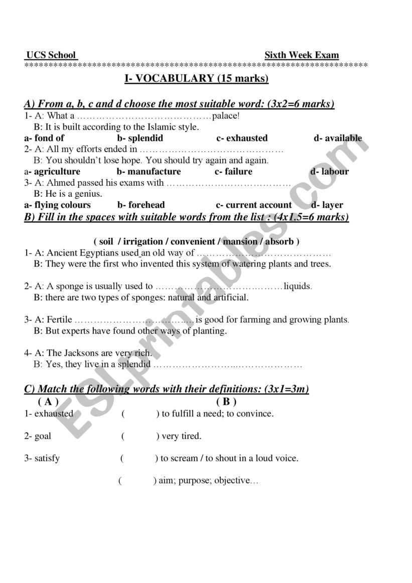 Grade 11 English Worksheets