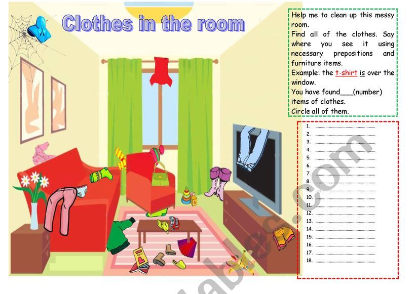 Clothes and prepositions worksheet