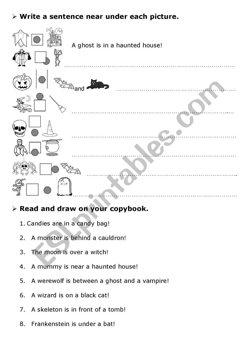 Halloween Prepositions worksheet