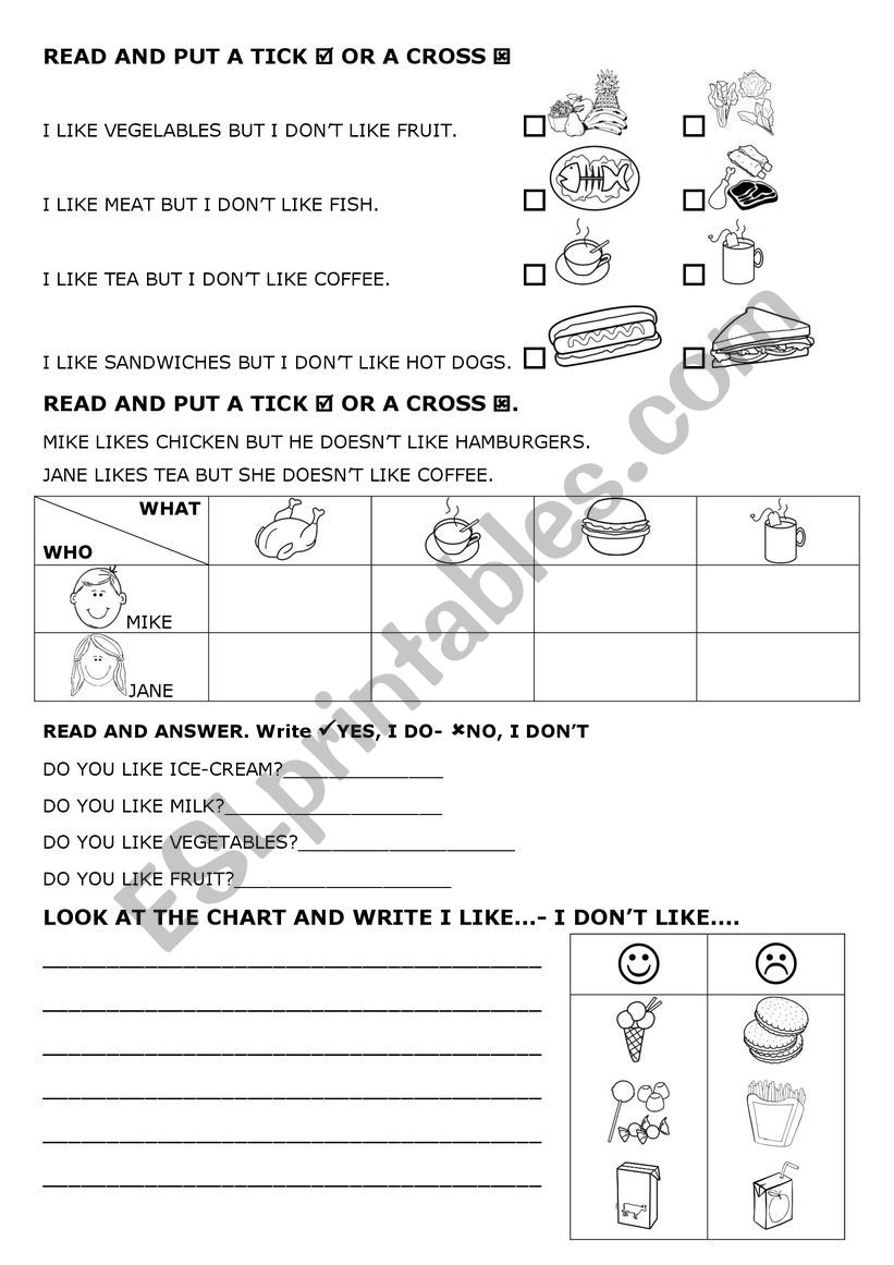 Food ex worksheet