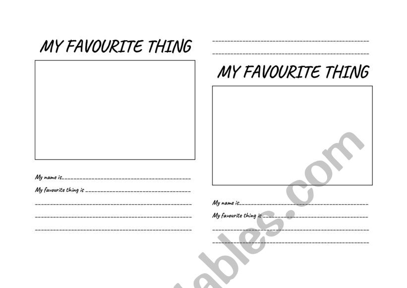 My favourite thing worksheet