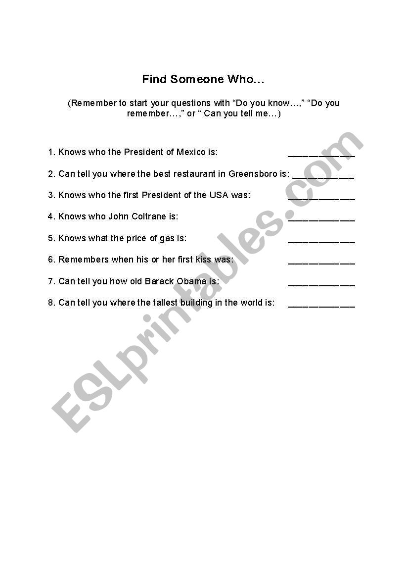 Embedded Question Activity worksheet