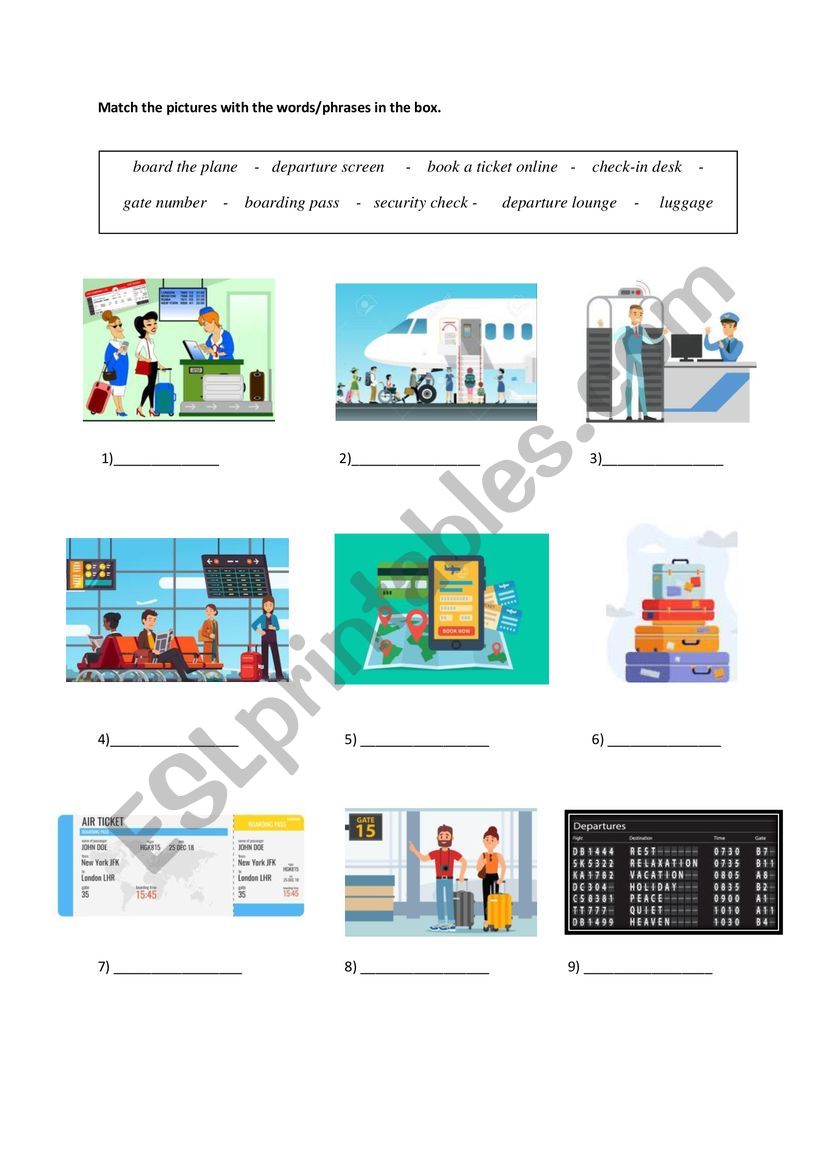 Flight Vocabulary worksheet