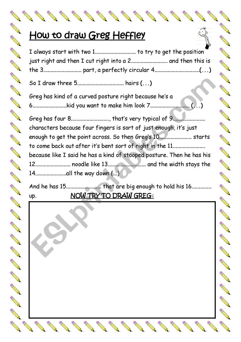 HOW TO DRAW GREG HEFFLEY worksheet