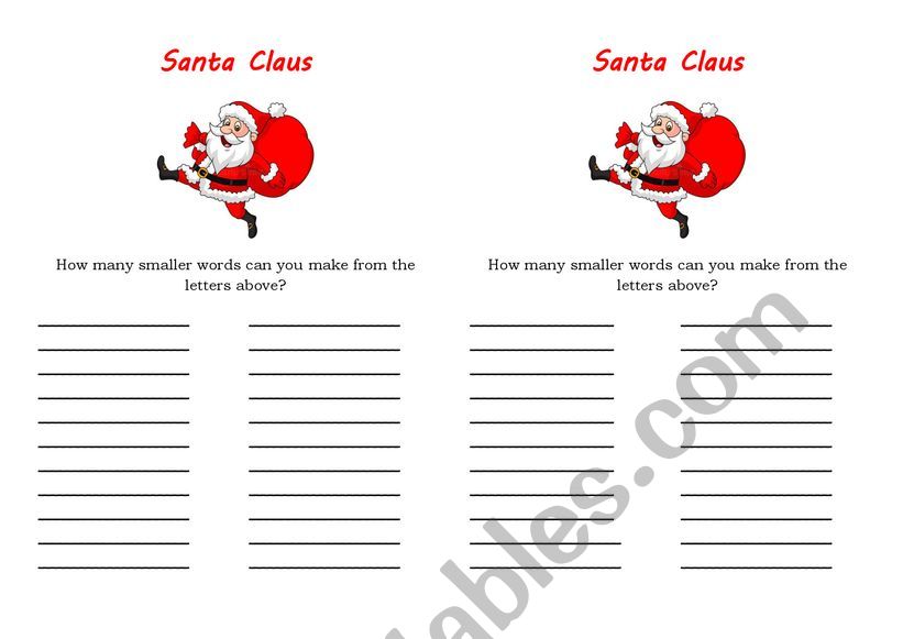 Santa Claus worksheet