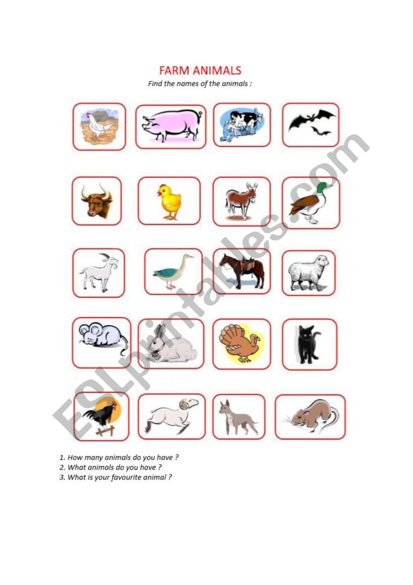 Farm animals worksheet
