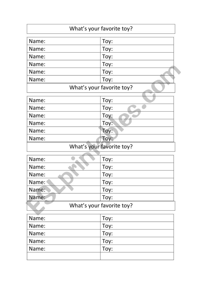 WhatÂ´s your favorite toy worksheet