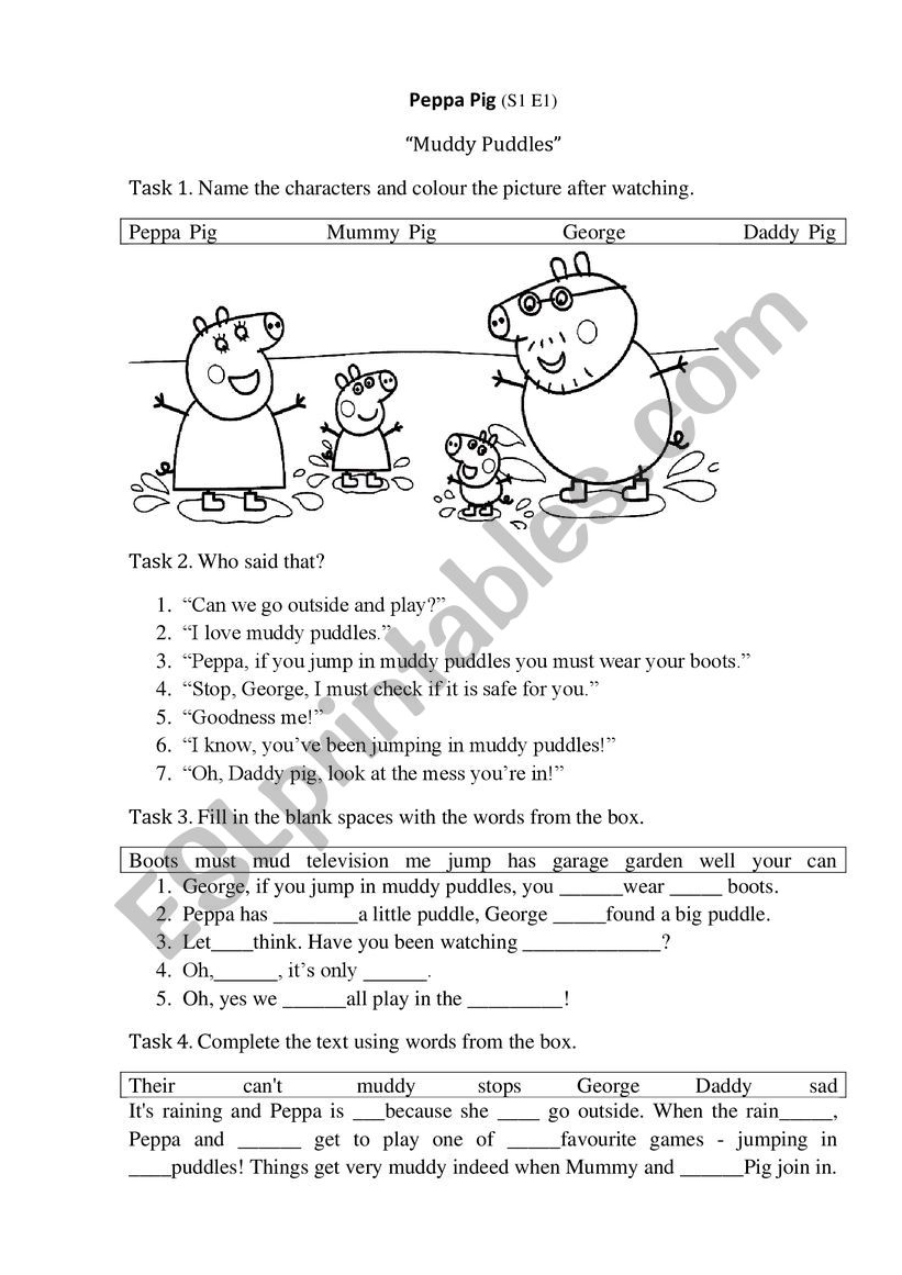 peppa-pig-s1e1-esl-worksheet-by-profftomm