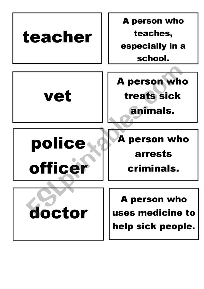 SPEAKING CARDS ABOUT JOBS  worksheet