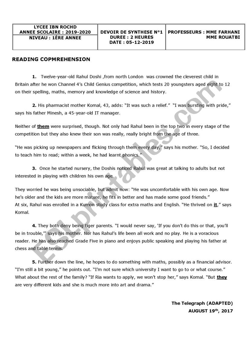 Full-Term-Test N1 1st Form worksheet