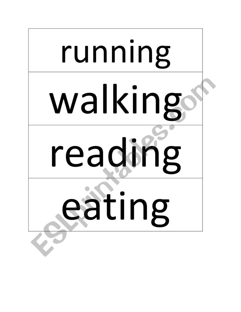 Progressive Verbs Flashcards  worksheet