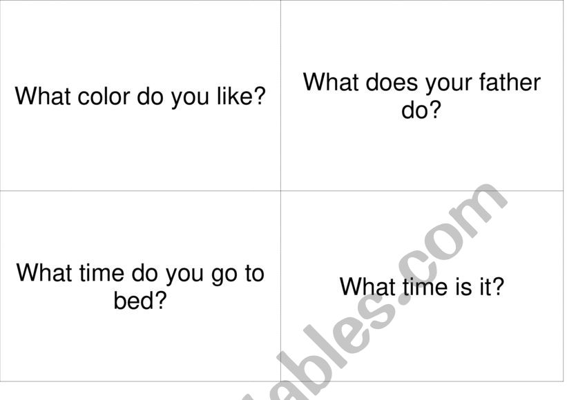 Wh question cards worksheet