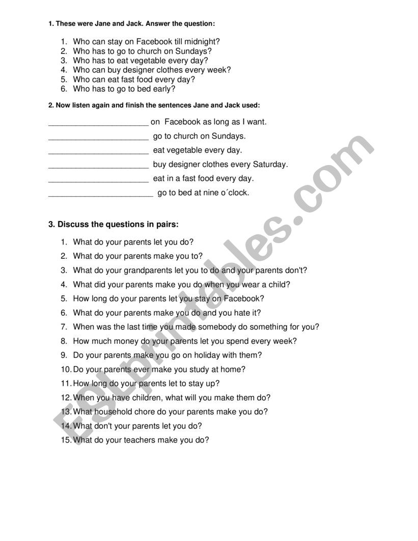 be allowed to worksheet