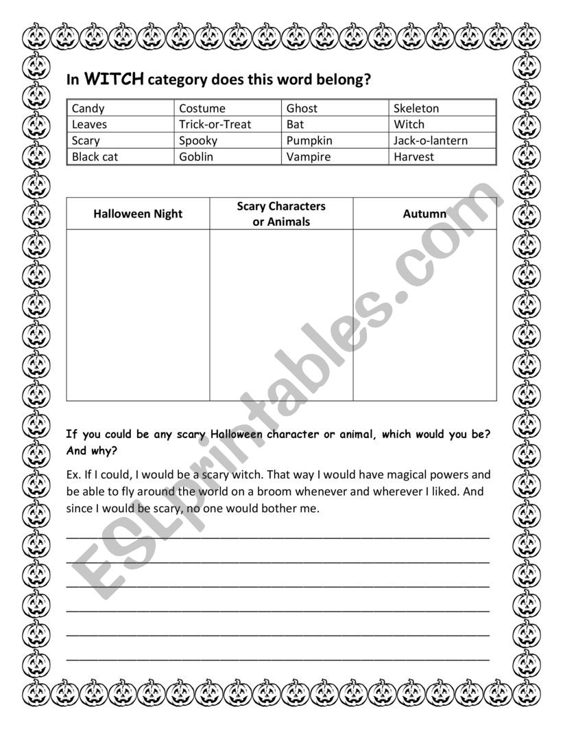 Halloween Vocabulary worksheet