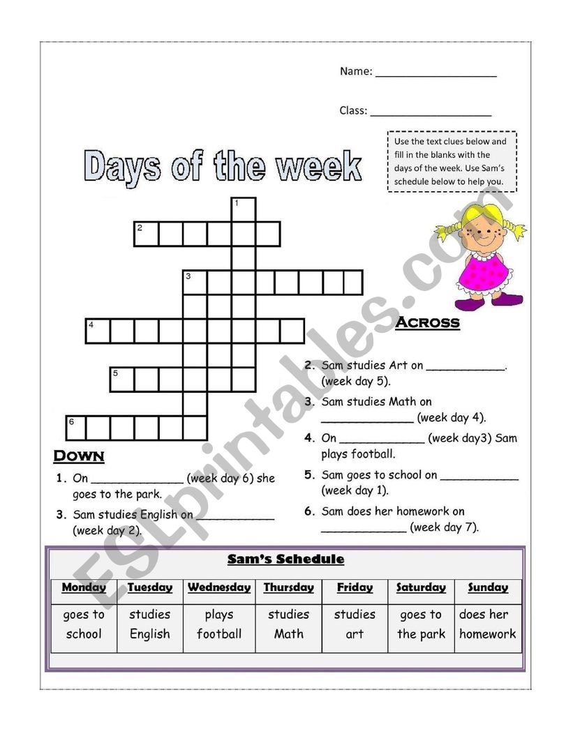 days worksheet