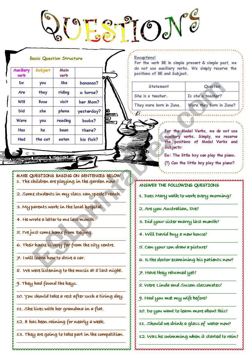 Questions (1) worksheet