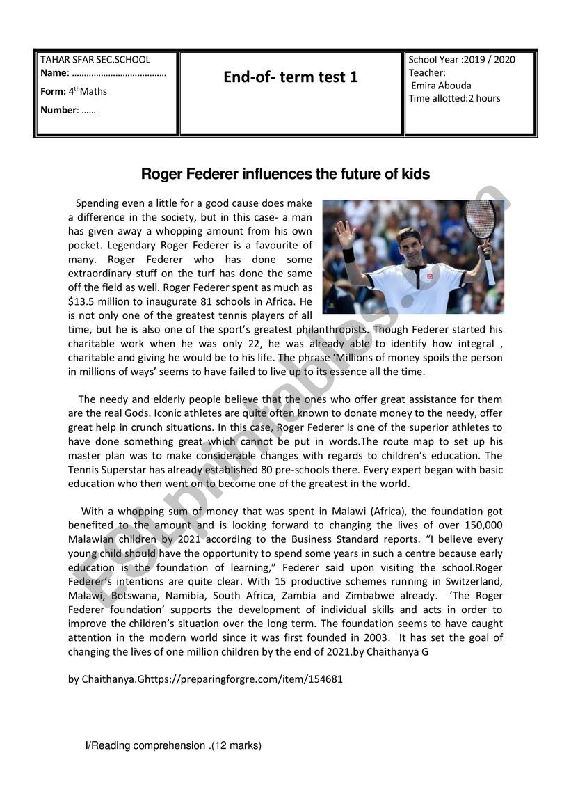 Roger federer influences the future of kids 