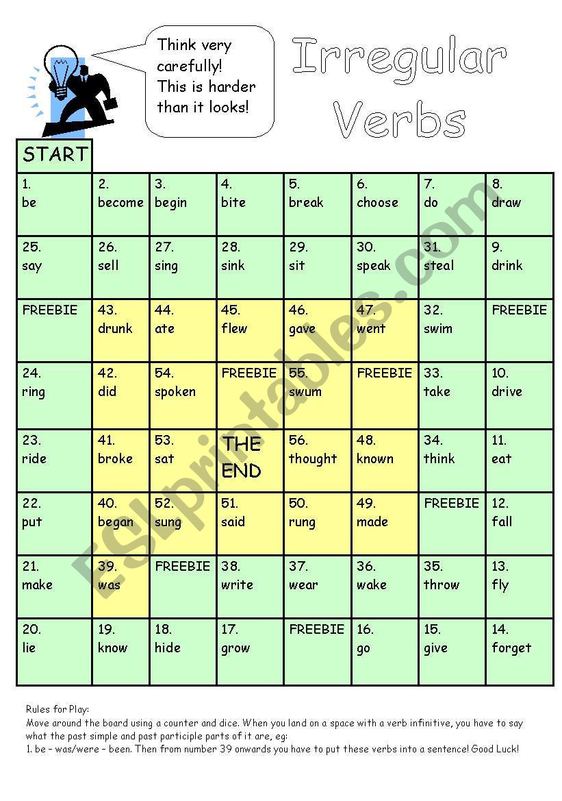 Irregular Verbs worksheet