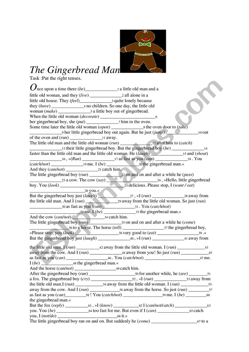 Gingerbread Man worksheet