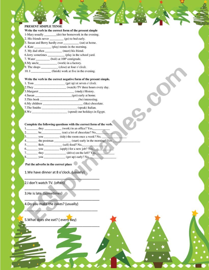 Present Simple Tense worksheet