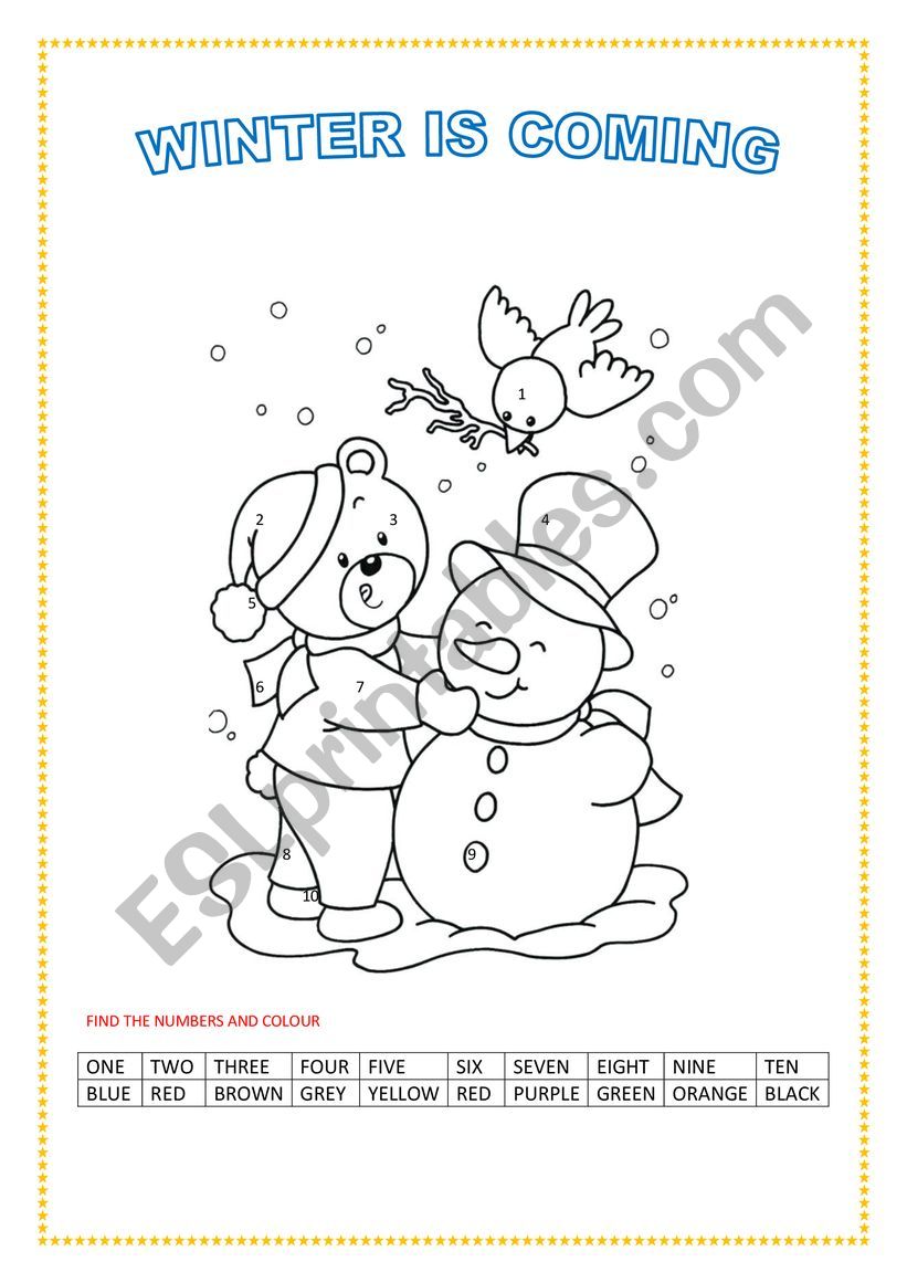 WINTER COLOURING worksheet