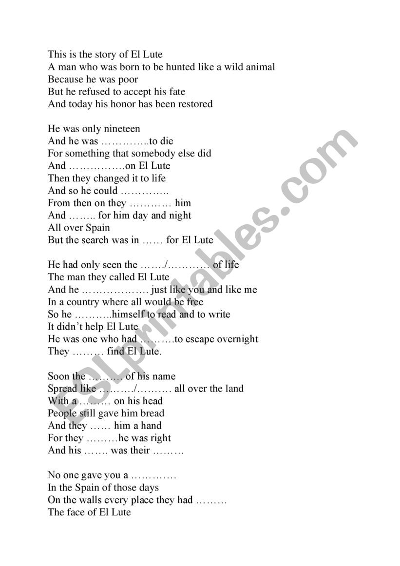 Boney M worksheet