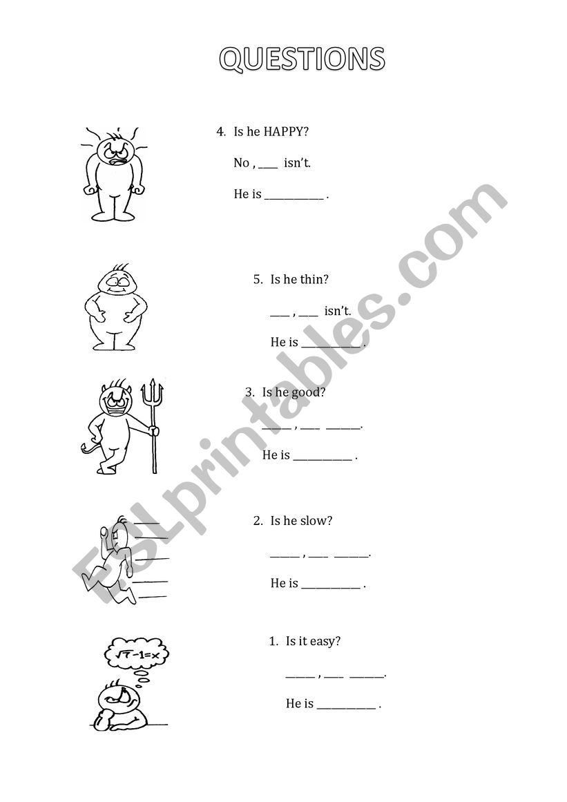 QUESTIONS USING ADJECTIVES worksheet