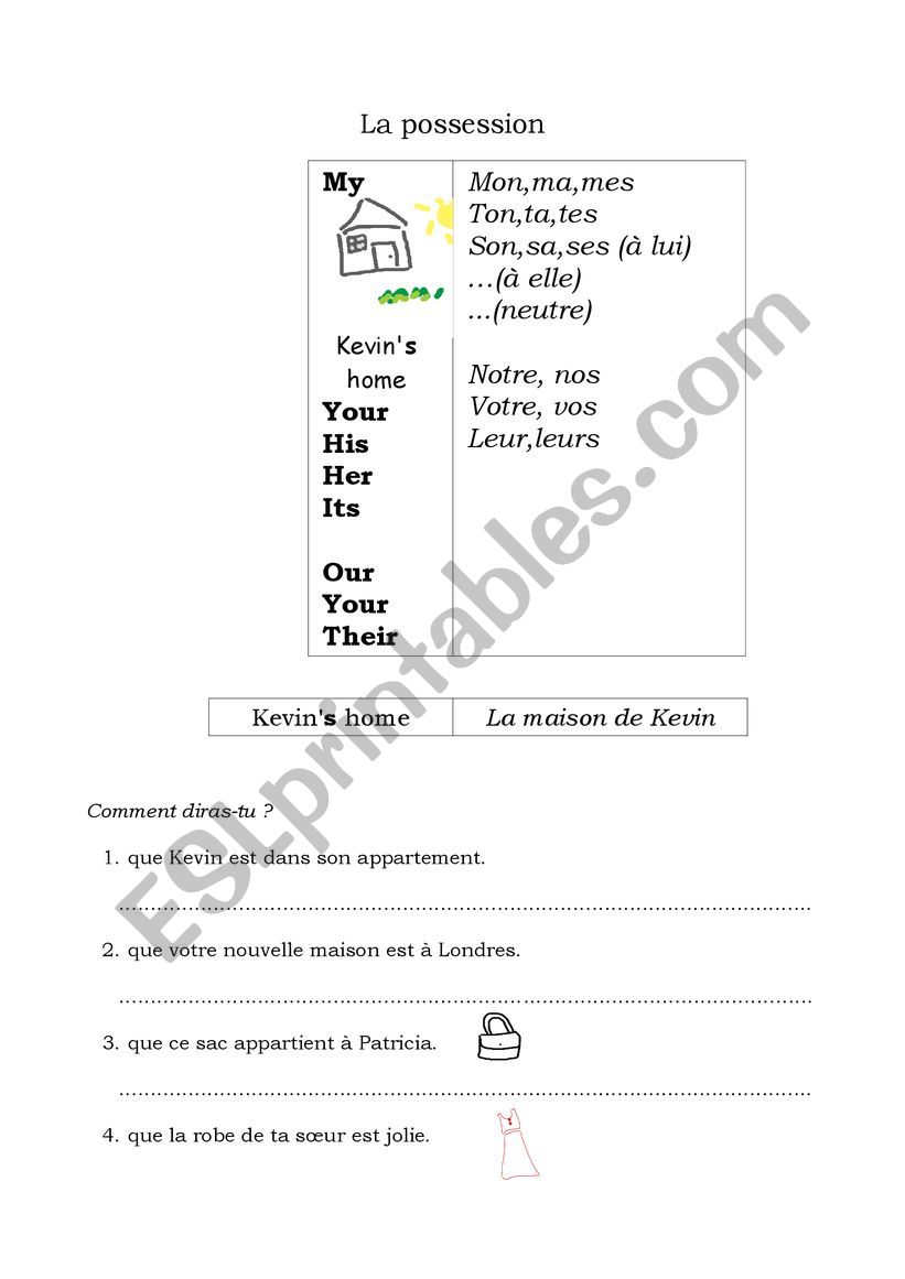 Possessive adjective worksheet
