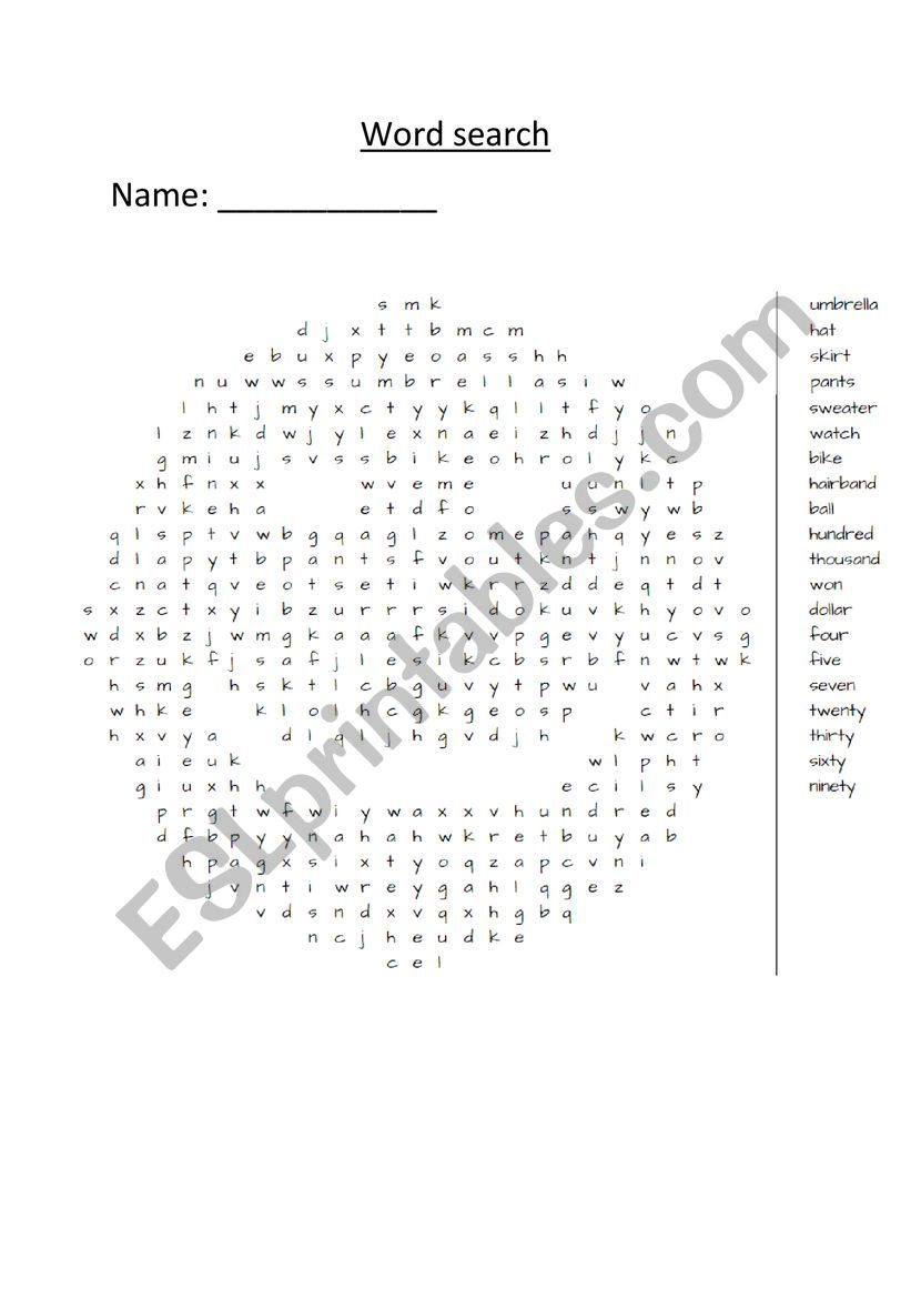 How much is it wordsearch worksheet