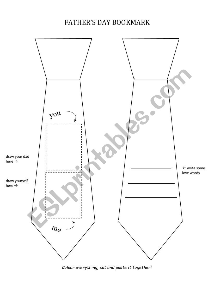 Fathers Day Bookmark worksheet