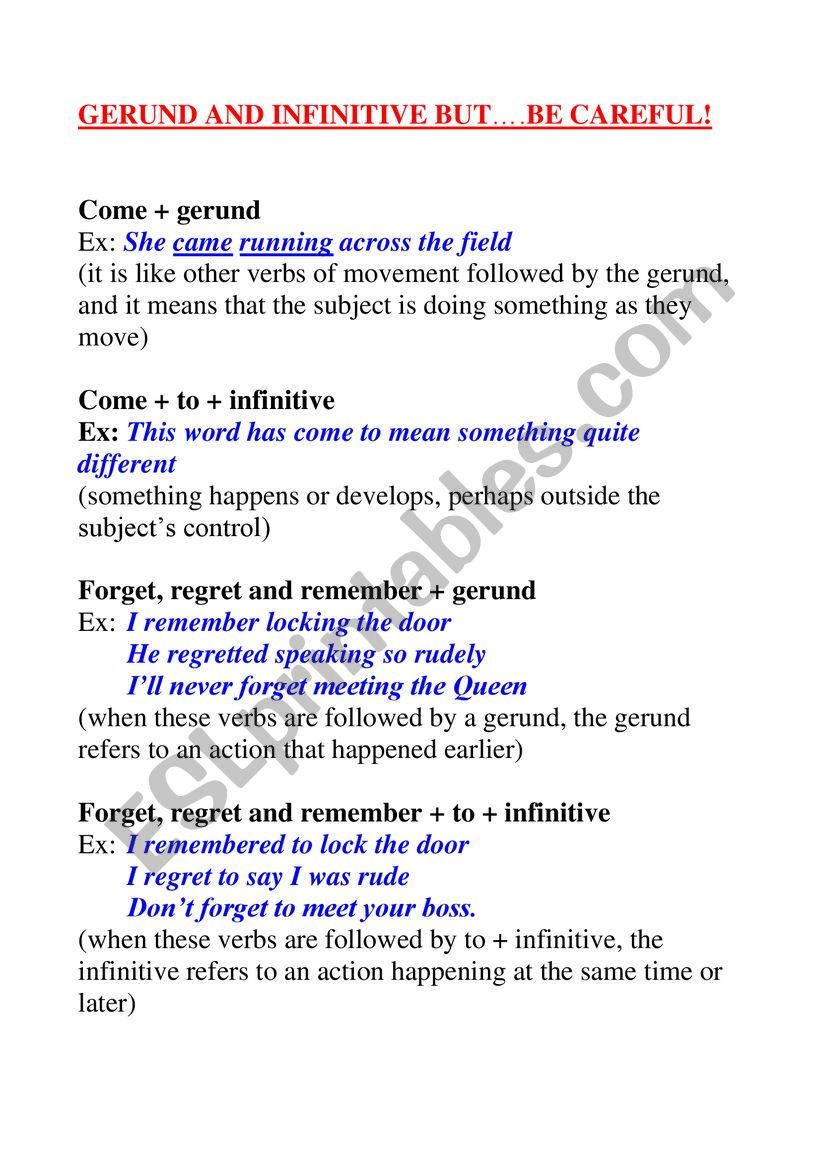 Gerund or Infinitive? worksheet