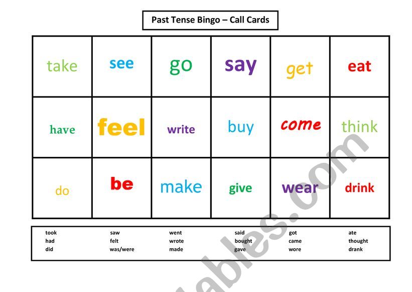 Irregular verbs worksheet