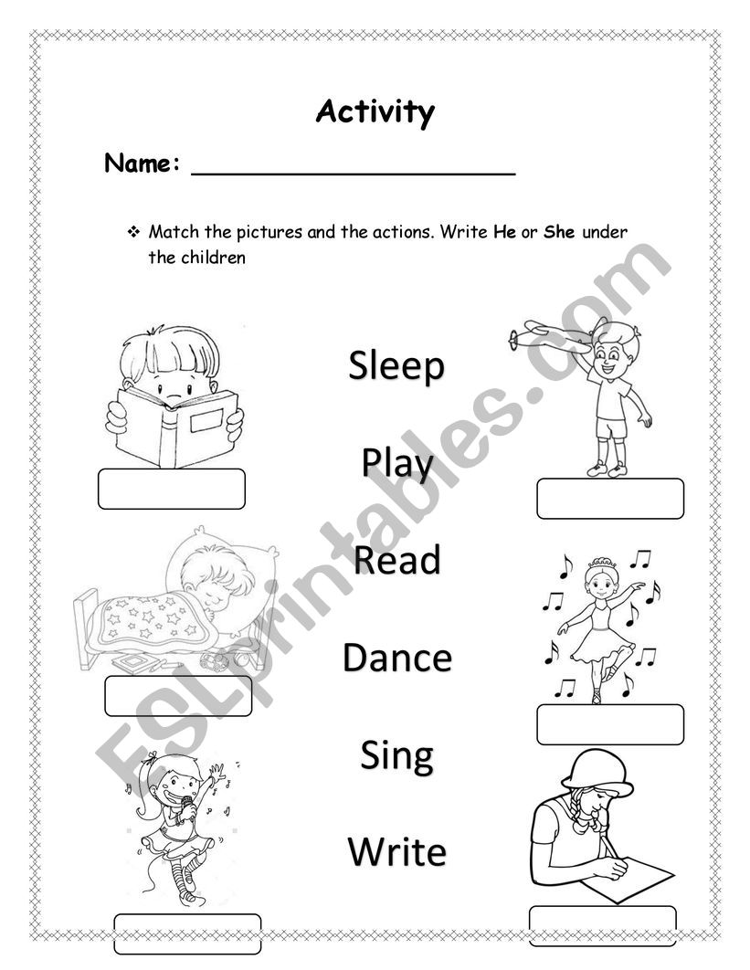 Actions  worksheet