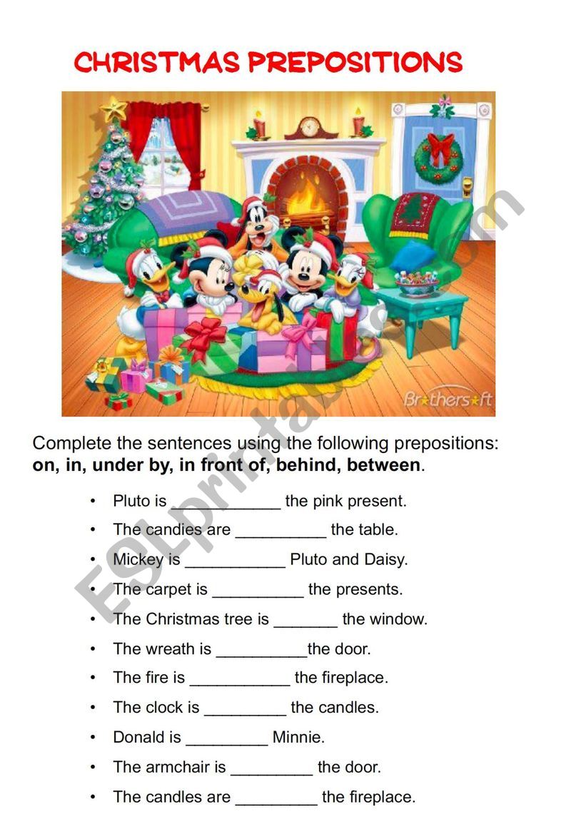 CHRISTMAS PREPOSITIONS worksheet