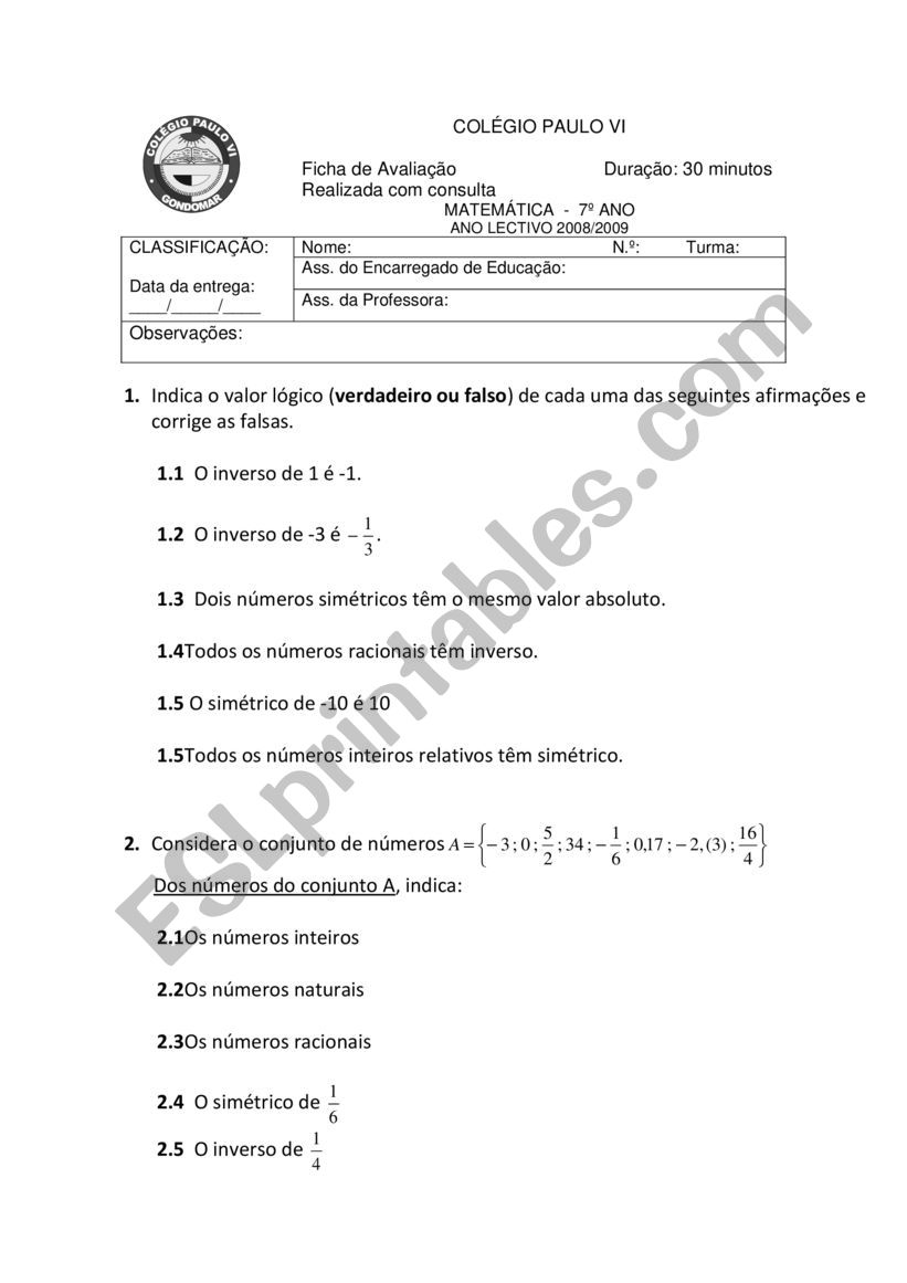 Mo worksheet