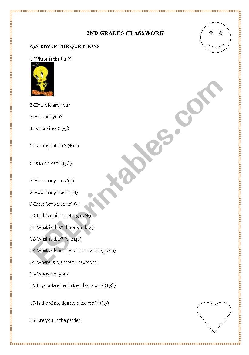 easy questions for kids worksheet