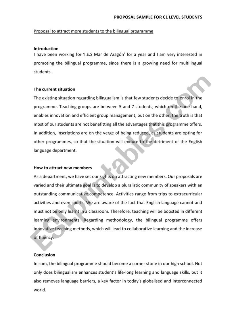 Proposal sample  worksheet