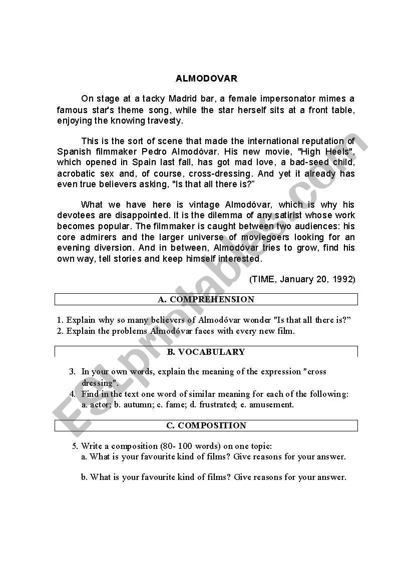Almodovar worksheet