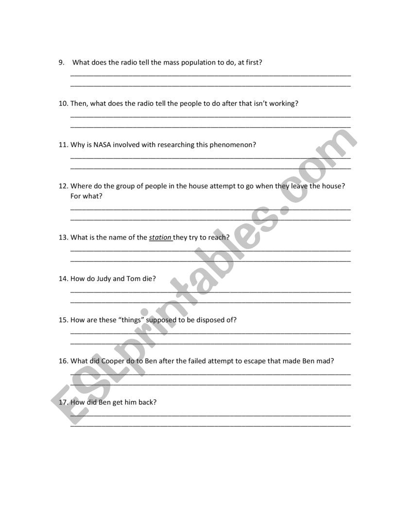 Night of the Living Dead Film Quiz - ESL worksheet by aisidoro